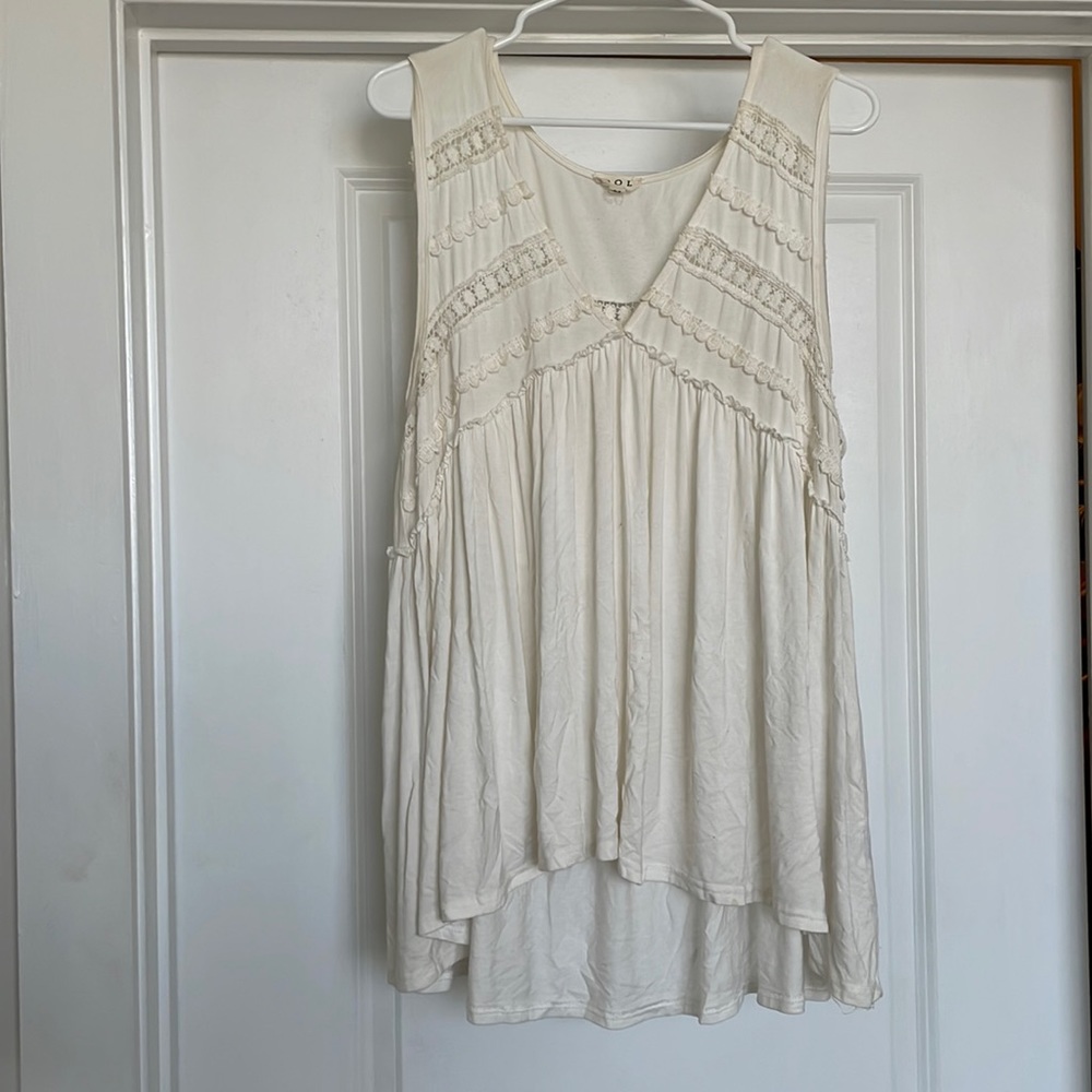 White Flowy POL Tank Top medium